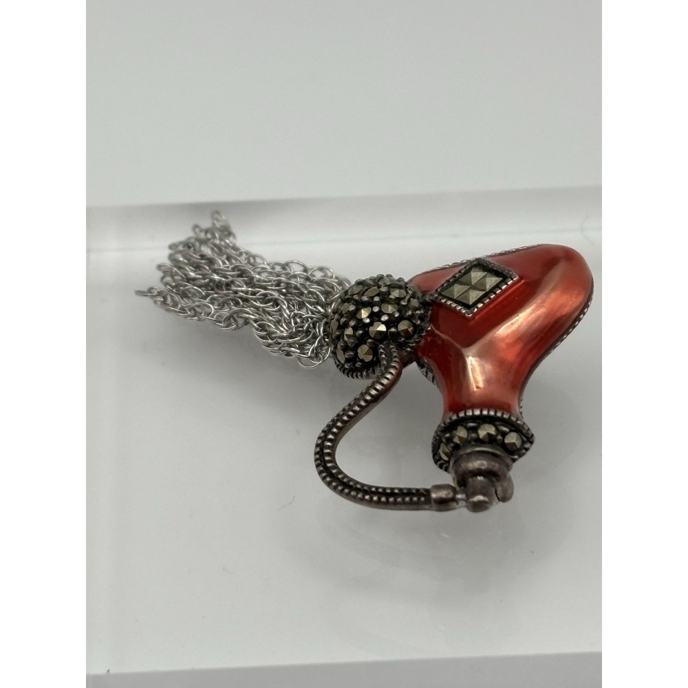 Judith Jack Brooch Perfume Red‎ Enamel Atomizer Sterling Marcasite Pin Brooch - Picture 4 of 10